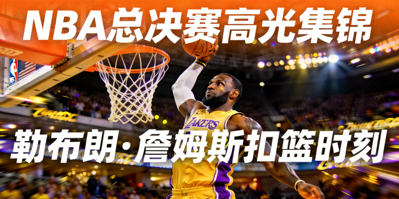 NBA总决赛高光集锦短视频封面，勒布朗·詹姆斯扣篮瞬间