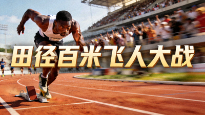 田径百米飞人大战沉浸式集锦封面，展示起跑瞬间