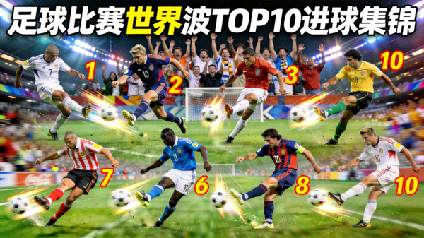 足球比赛世界波TOP10进球集锦，远射破门精彩瞬间