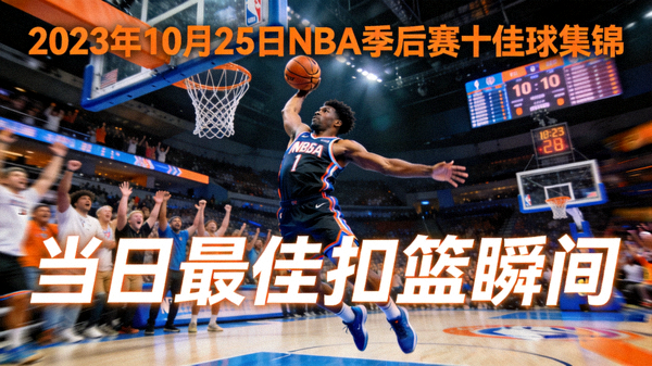 2023年10月25日NBA季后赛十佳球集锦封面，展示当日最佳扣篮瞬间