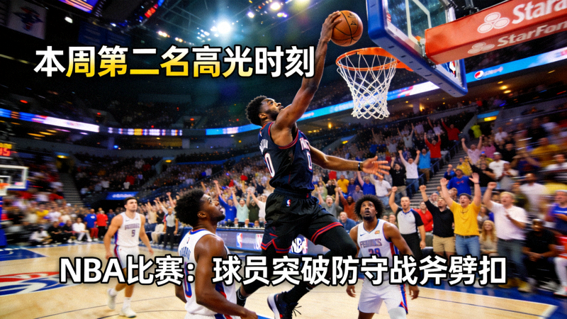 本周第二名高光时刻：NBA比赛中球员突破防守完成战斧式劈扣，引爆全场