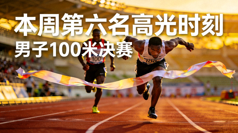 本周第六名高光时刻：田径比赛中短跑运动员在最后时刻反超对手率先冲线
