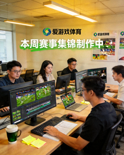 爱游戏体育内容编辑团队正在筛选和制作本周赛事集锦的工作场景