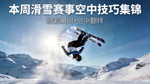 本周滑雪赛事空中技巧集锦短视频封面，运动员翻转动作