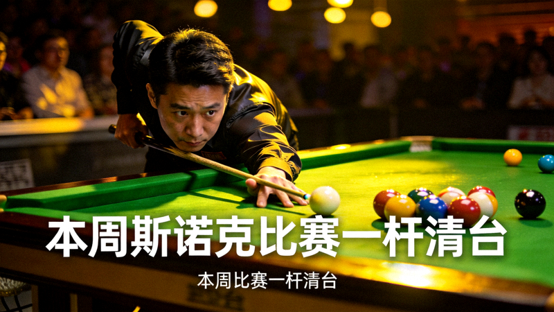本周斯诺克比赛一杆清台精彩画面，选手专注击球