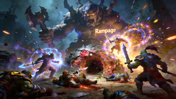 DOTA2比赛中英雄在肉山巢穴附近完成疯狂杀戮Rampage的瞬间