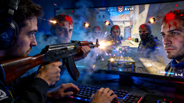 《CS:GO》Major赛事中选手在1v4残局中使用AK47连续爆头击杀四名敌人的惊险镜头