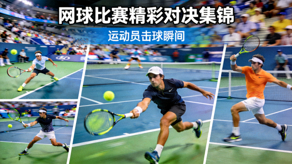 网球比赛精彩对决集锦 - 运动员击球瞬间