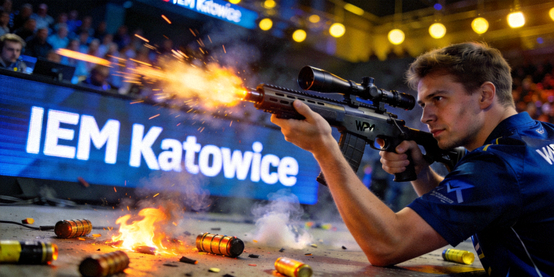 《CS:GO》IEM卡托维兹站残局1V4精彩画面，选手精准枪法与投掷物使用