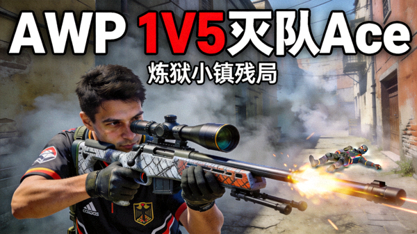 《CS:GO》职业选手使用AWP狙击步枪在炼狱小镇完成1V5灭队Ace的残局短视频封面
