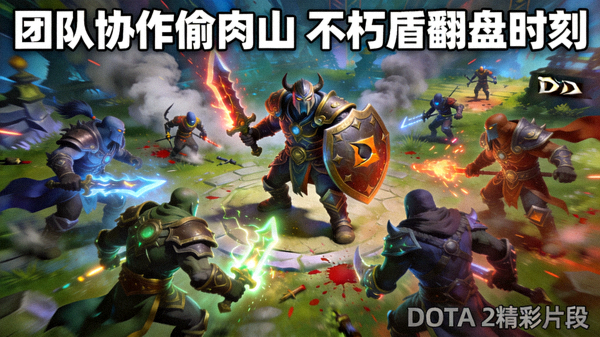 《DOTA 2》比赛中团队协作偷取肉山并利用不朽盾完成翻盘的精彩片段短视频封面