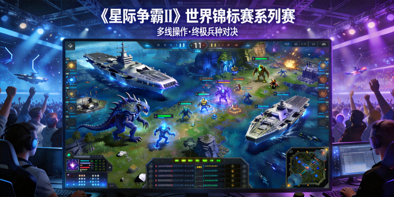 《星际争霸II》世界锦标赛系列赛多线操作与终极兵种对决宏观场面