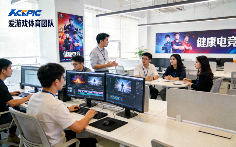 爱游戏体育团队致力于电竞赛事内容制作与健康电竞文化推广的工作场景