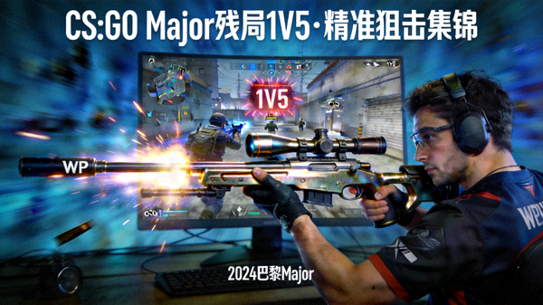 CS:GO Major大赛残局1V5与精准狙击精彩操作集锦短视频封面