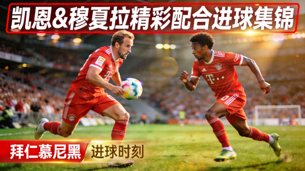 拜仁慕尼黑球星凯恩和穆夏拉精彩配合进球集锦短视频封面