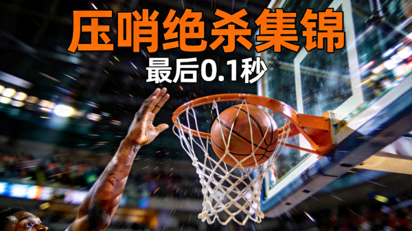 篮球比赛最后时刻球员投篮出手的瞬间，压哨绝杀集锦短视频封面