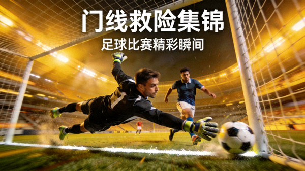 足球门将与球员在门前对抗的场景，门线救险集锦短视频封面