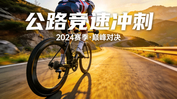 公路自行车竞速冲刺片段短视频封面，车手在山路骑行