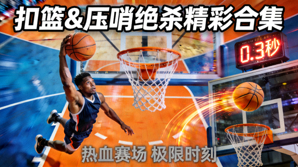 篮球比赛扣篮与压哨绝杀球精彩片段合集短视频封面