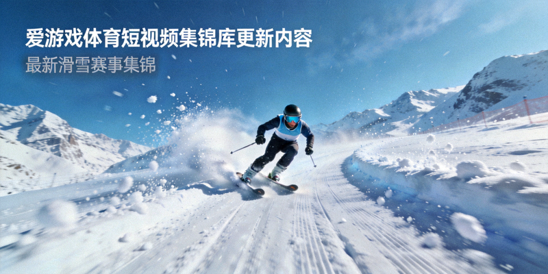 爱游戏体育短视频集锦库更新内容展示，滑雪运动员在雪道上高速滑行