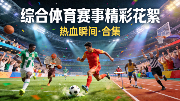 综合体育赛事精彩花絮合集短视频封面，体育场内的比赛画面