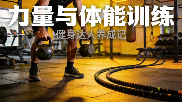 健身房里运动员进行力量训练与体能训练的短视频封面画面